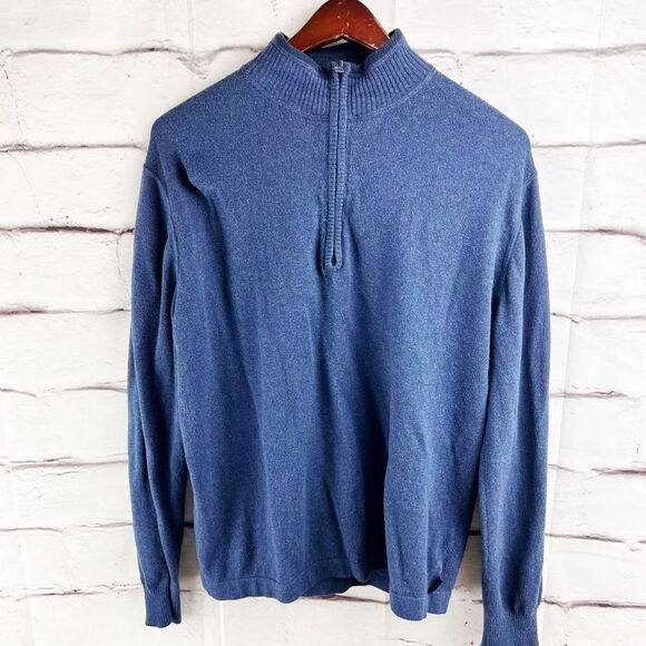 Woolrich Men’s Blue Quarter Zip Pullover Sweater Size L - Picture 2 of 5